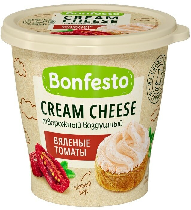 Сыр Bonfesto творожный Cream Cheese воздушный Вяленые томаты 125г