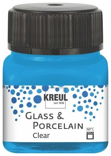 Краска по стеклу и фарфору /Голубая вода/ KREUL Clear на водн. основе, 20 мл