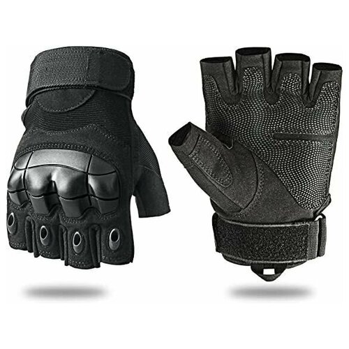 Тактические перчатки без пальцев мужские / Армейские перчатки цвет черный/ XL