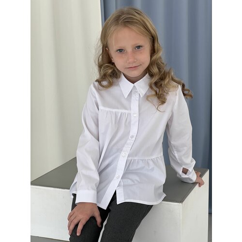 Школьная блуза, размер 116, белый школьная блуза ambar размер 116 белый синий