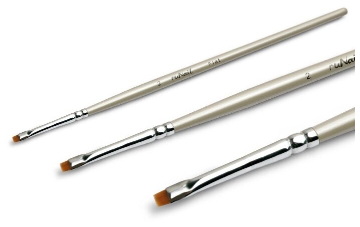 Плоская кисть для дизайна ногтей Flat №2 №1051, синтетический ворс (толокон)