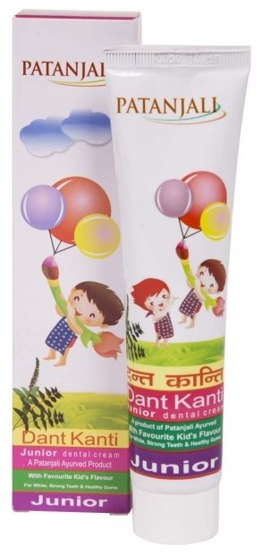 Детская зубная паста Patanjali Dant Kanti Junior,натуральная,укрепление десен,защита полости рта, 2 штуки по 100 г.