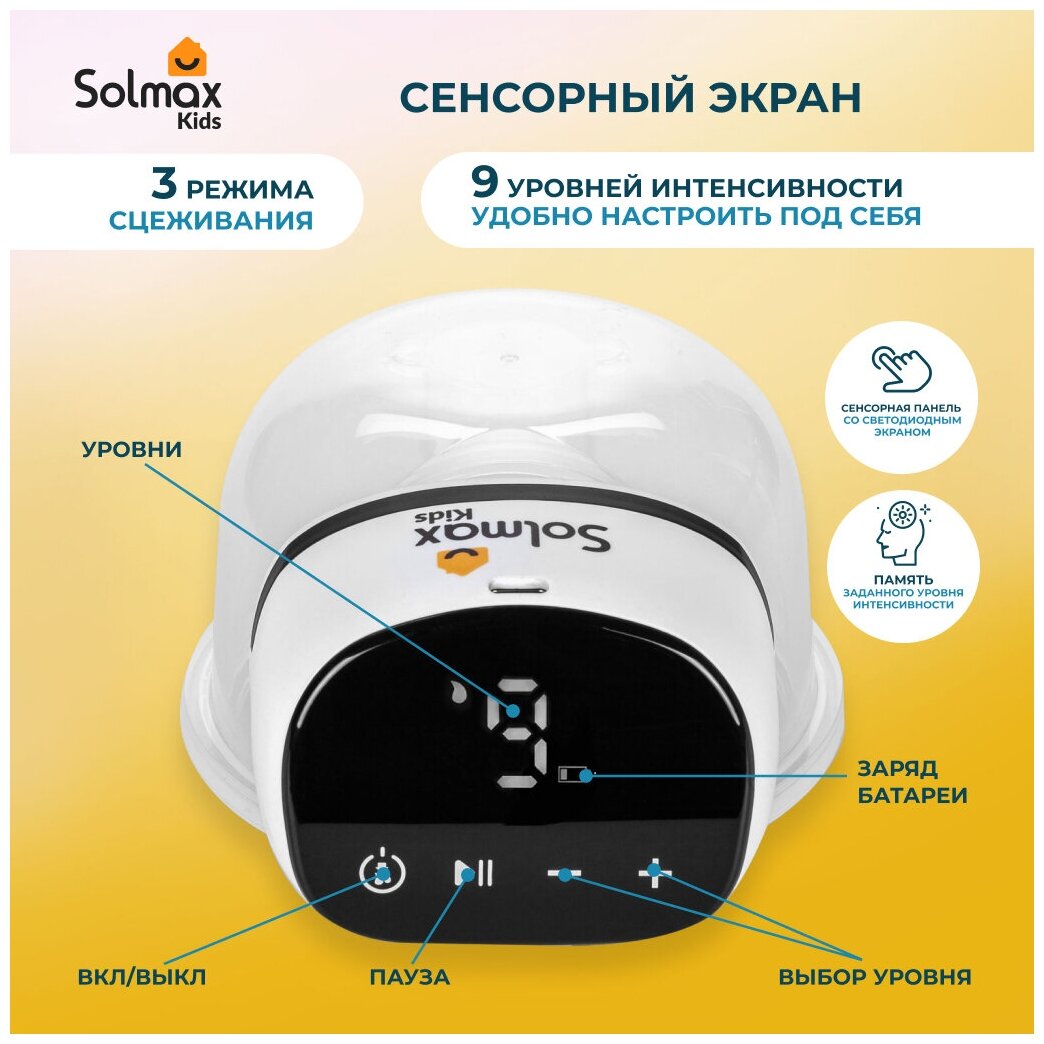 Электрический молокоотсос Solmax с дисплеем белый