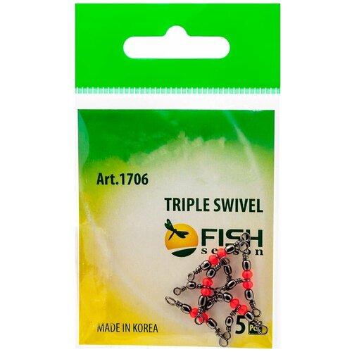 вертлюжки fish season triple swivel 1706 10x12 16 кг 5 шт уп Вертлюжки Fish Season TRIPLE SWIVEL 1706 #10x12, 16 кг (5 шт/уп)