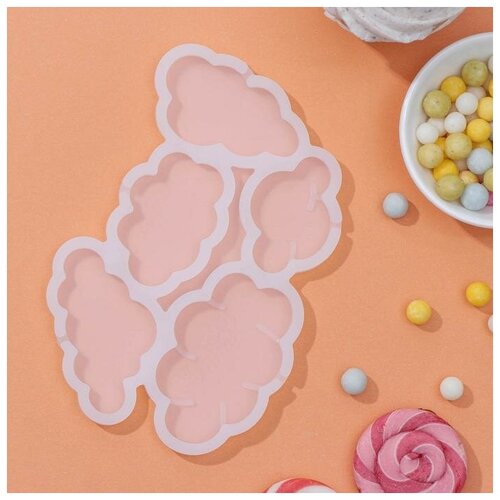 Форма для леденцов Облачка силикон 1510507 см 5 ячеек цвет белый 620₽