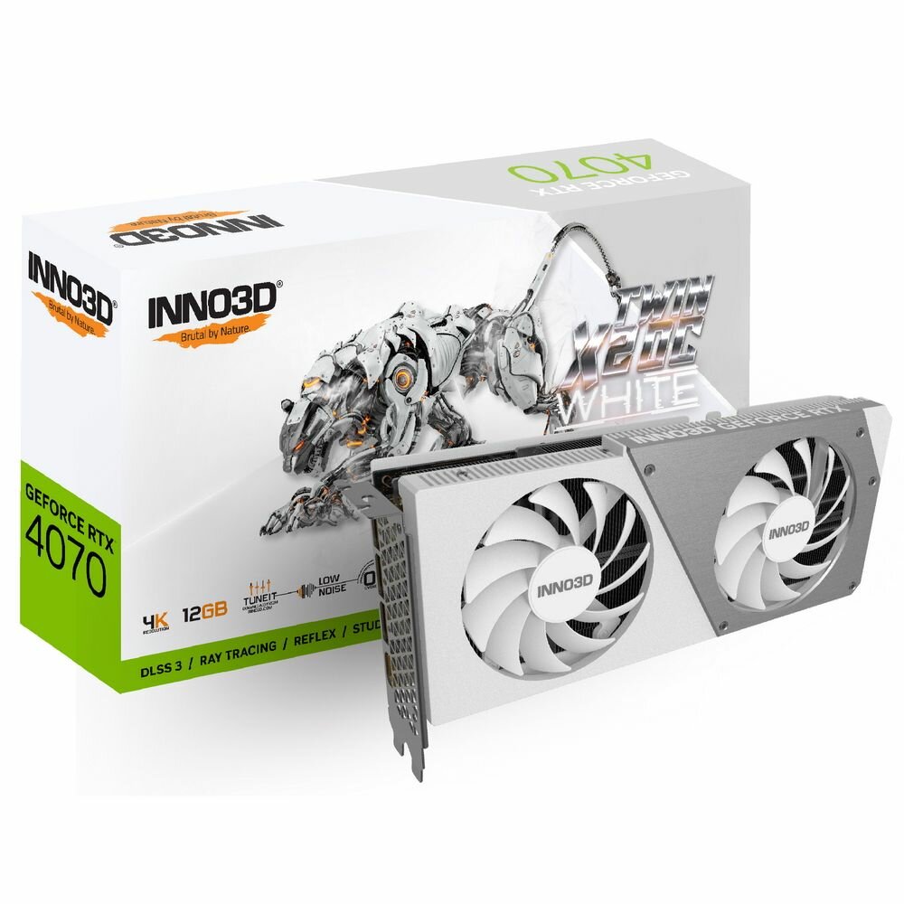 Видеокарта INNO3D RTX4070 TWIN X2 OC WHITE 12GB GDDR6X 192-bit DPx3 HDMI 2FAN RTL