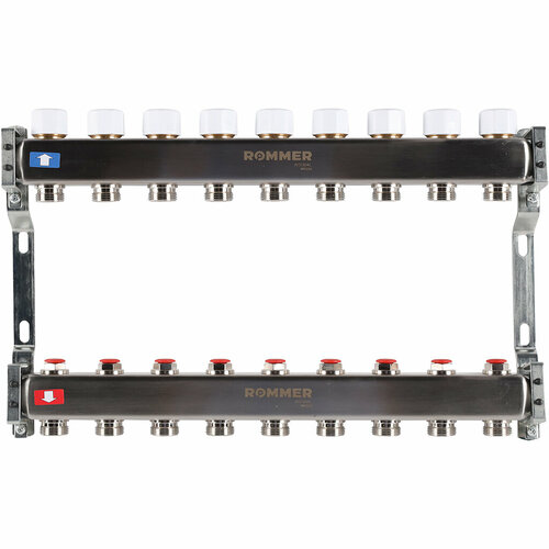 Коллектор из нержавеющей стали без расходомеров 9 вых. ROMMER RMS-3200-000009 коллектор из нержавеющей стали rommer rms 1201 с расходомерами 9 вых