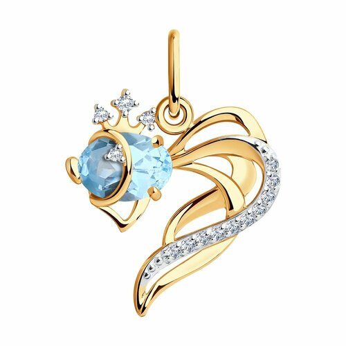 фото Подвеска яхонт, золото, 585 проба, топаз, фианит яхонт ювелирный