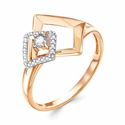 фото Кольцо яхонт золото, 585 проба, фианит, размер 17, бесцветный яхонт ювелирный