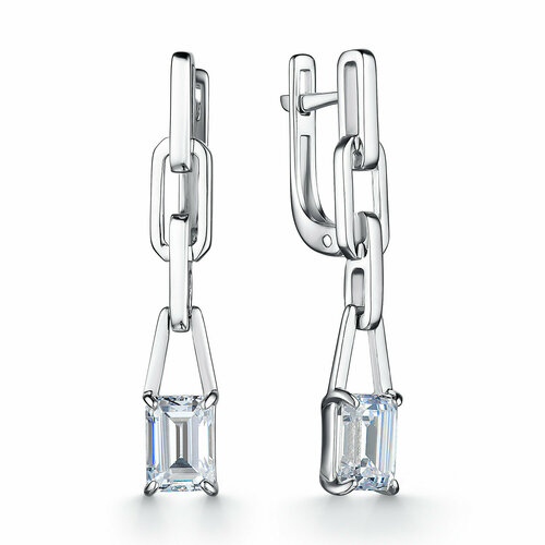 фото Серьги яхонт, серебро, 925 проба, кристаллы swarovski, , бесцветный яхонт ювелирный