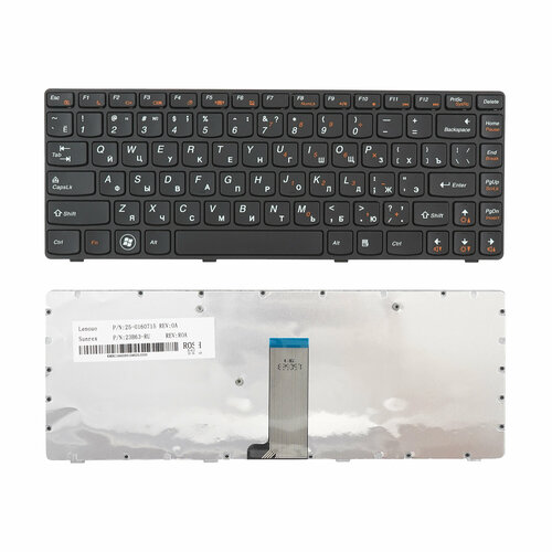 Клавиатура для ноутбука Lenovo IdeaPad Z380 черная с черной рамкой клавиатура для ноутбука lenovo g480 ru nsk b6tsq t2g8 ru