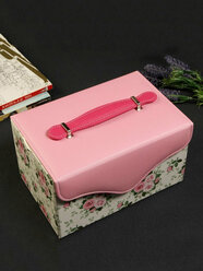 Шкатулка для ювелирных изделий и украшений "Цветы", бело-розовый