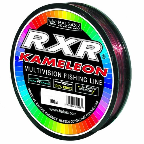 rxr kameleon 30m0 18mm Леска рыболовная монофильная зимняя Balsax RXR Kameleon 0.22 мм, 5.8 кг, 100 м, бордовый