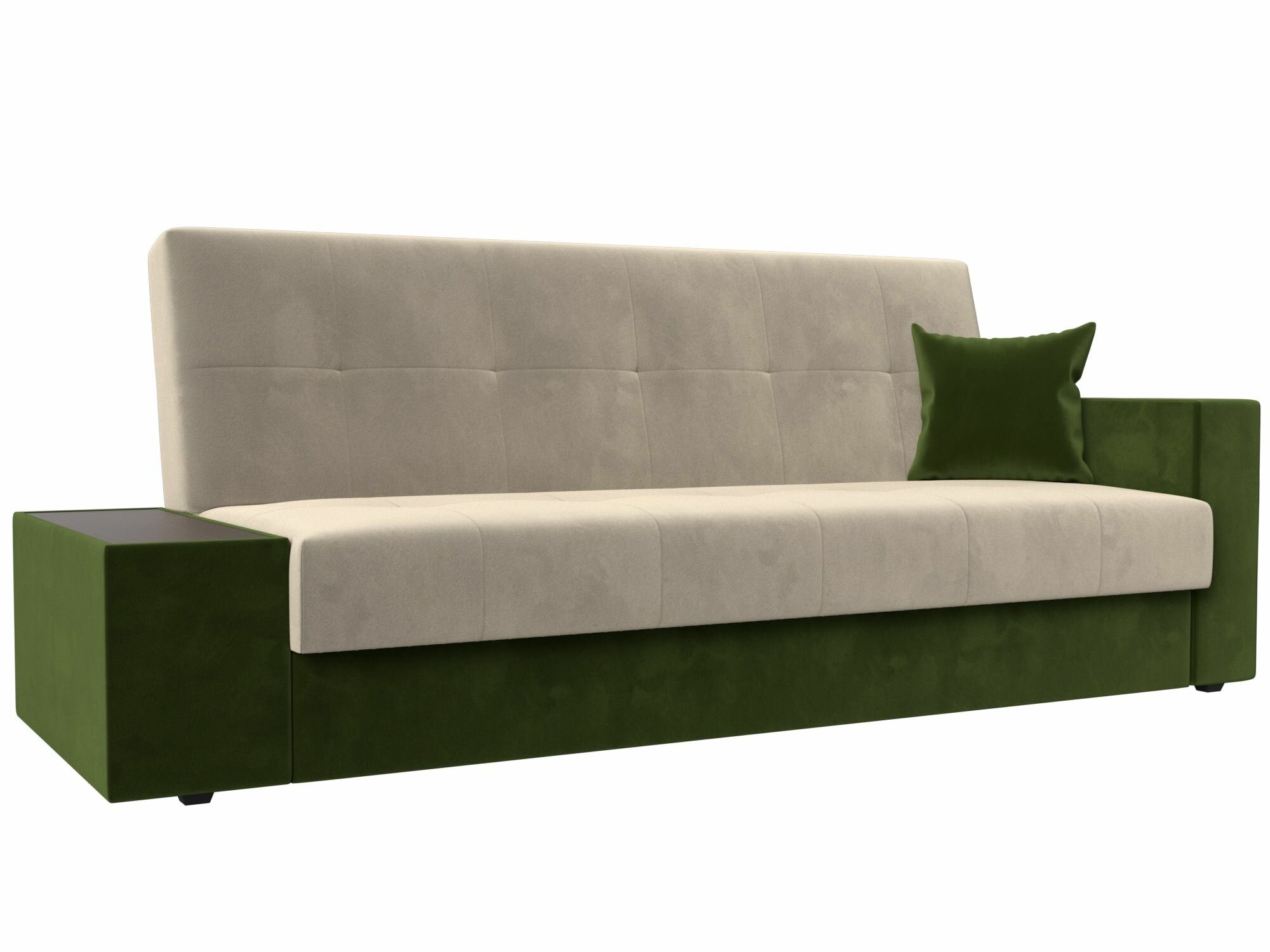 фото Диван-книжка Лига Диванов Лига-020 стол слева Бежевый/Зеленый/Зеленый (микровельвет)