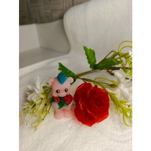 Сувенирное мыло Мишка с розой