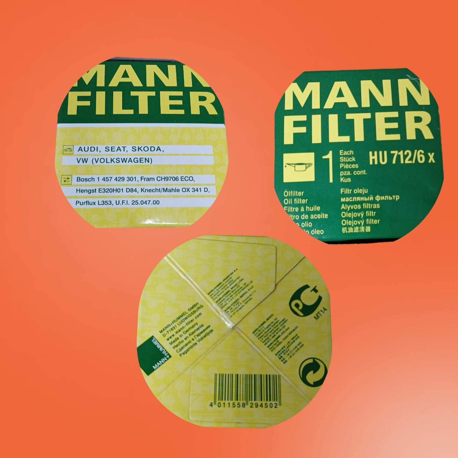 Фильтр масляный MANN-FILTER HU 712/6 x VOLKSWAGEN, SKODA, SEAT, AUDI