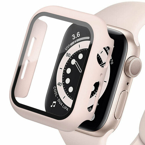 Закаленное стекло + крышка для Apple Watch Series SE 44MM, Pink стекло для apple watch s4 s5 s6 se se 2022 oca 44mm