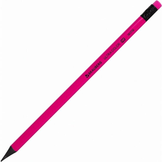 Набор карандашей Brauberg чернографитных "ULTRA COLOR" 12 шт, HB, с ластиком, пластиковые, 181710 — фото 1