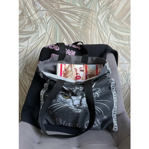 Сумка шоппер фактура гладкая черный 432₽