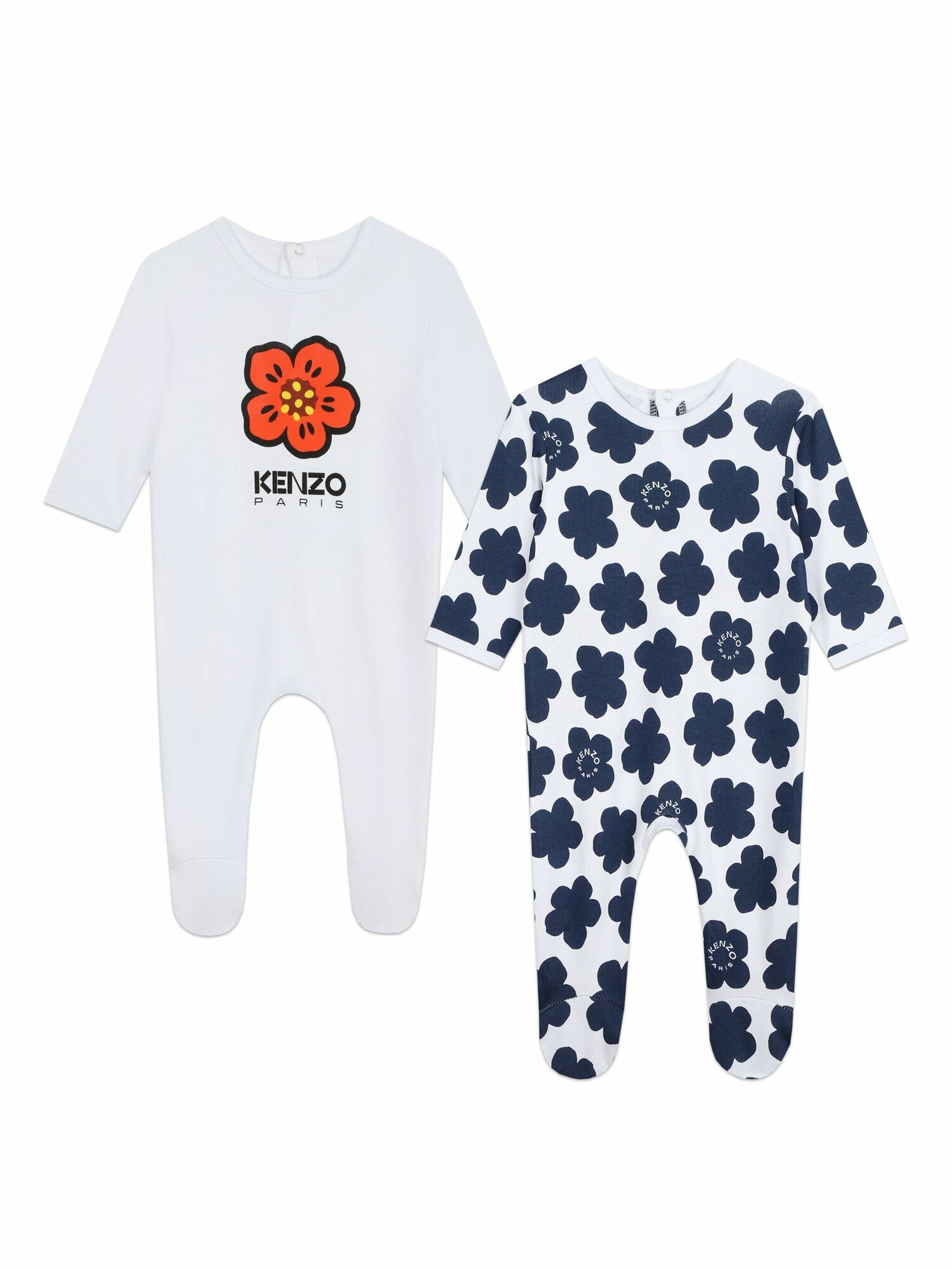Комбинезон KENZO Boke Flower, размер 6 мес, синий, оранжевый, белый