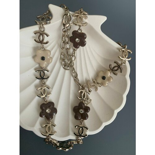 Колье, кристалл, бежевый