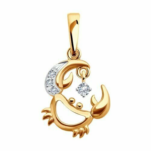 Подвеска The Jeweller, красное золото, 585 проба, фианит, золотистый