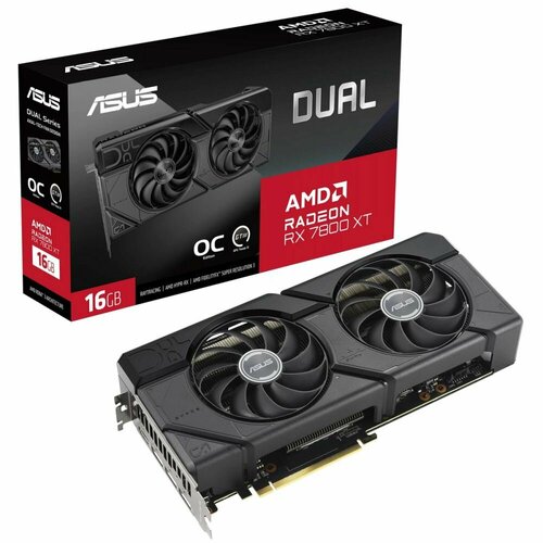 Видеокарта Asus PCI-E 40 DUAL-RX7800XT-O16G AMD Radeon RX 7800XT 16Gb 256bit GDDR6 222618000 HDMIx1 DPx3 HDCP Ret 76097₽