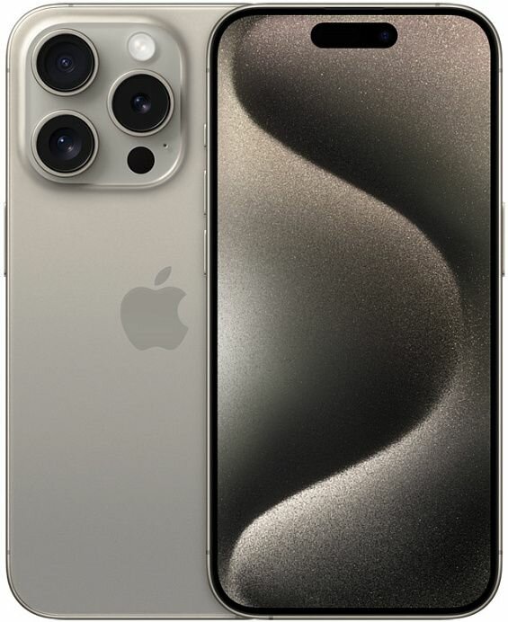 Смартфон Apple iPhone 15 Pro Max, Natural Titanium/Титан, (Sim+eSim), 8/256 ГБ, темно-бежевый
