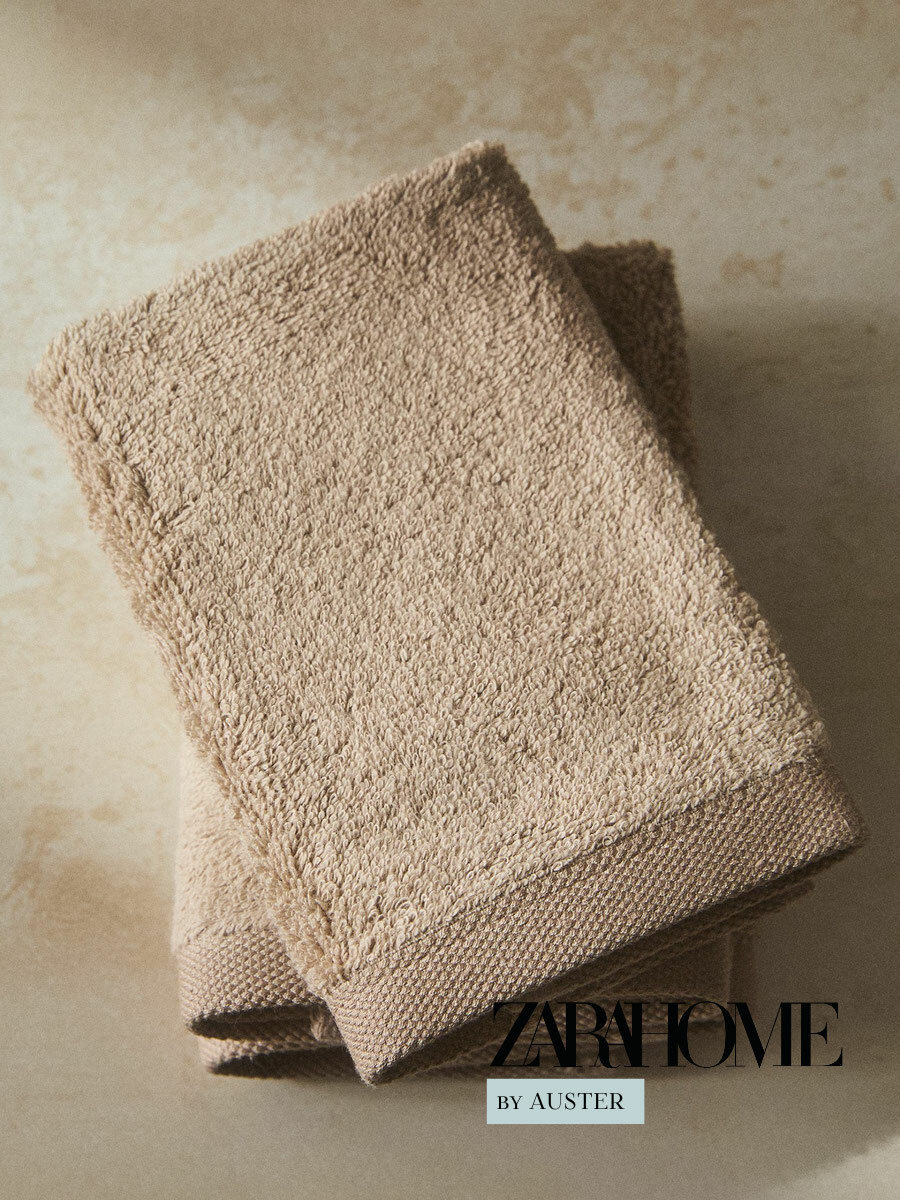 ZARA HOME Полотенце для лица, рук 30x30 см, хлопок, темно-бежевый, 3 шт