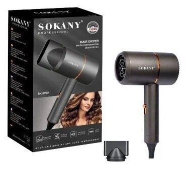Профессиональный фен для укладки волос с насадкой концентратором SILKY HAIR/Горячий и холодный воздух /SOKANY SK-2202 / Мощность 1200 Вт - фотография № 2