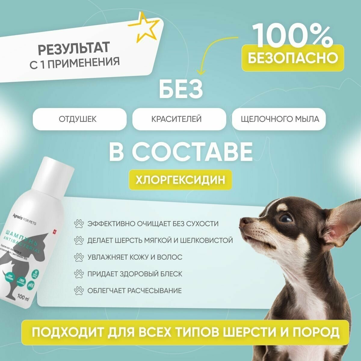 Шампунь от аллергии и зуда косметический ANTIBACTERIAL, 100мл