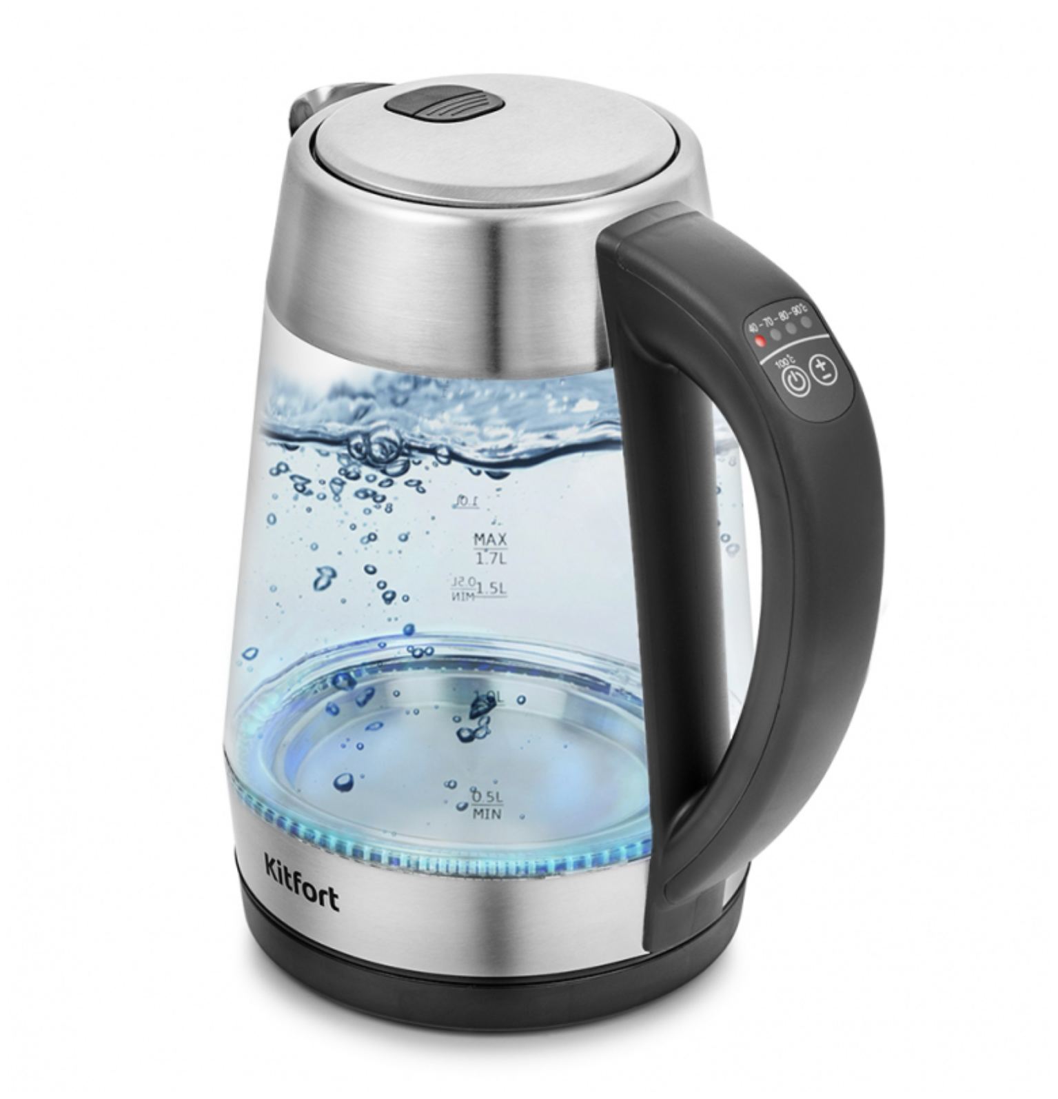 Чайник Kitfort КТ, поддержание тепла, индикатор уровня воды, 5 режимов нагрева, подсветка, 1,7л, 2200Вт