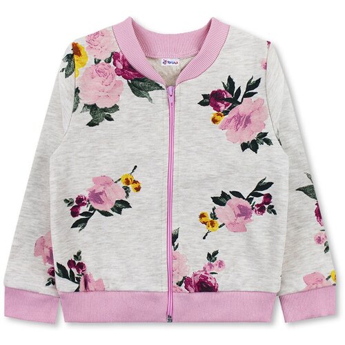 фото Толстовка для девочки - бежевый меланж - цветы , размер 104-110 юлала