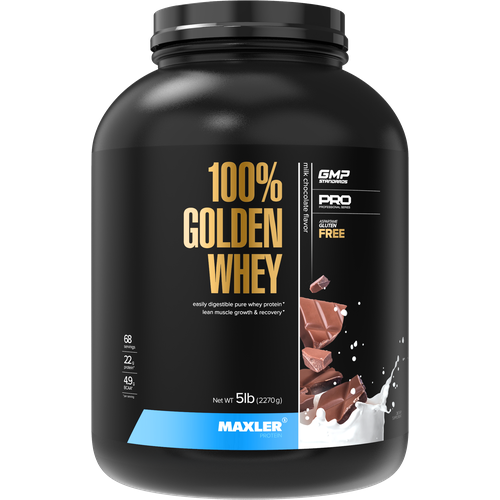 Протеин Maxler 100% Golden Whey New, 2270 гр., молочный шоколад сывороточный протеин maxler 100% golden whey 2270 г молочный шоколад