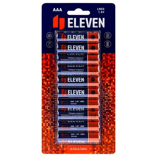 Батарейка Eleven AAA (LR03) алкалиновая, BC10 батарейка eleven aaa lr03 алкалиновая bc2
