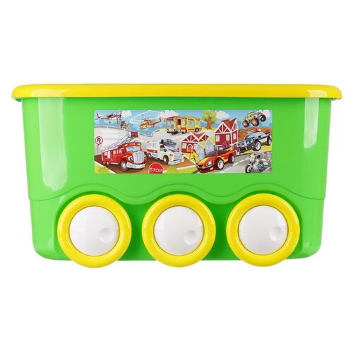 фото Ящик для игрушек ар-пласт l-box на колесах, салатовый, 45 л
