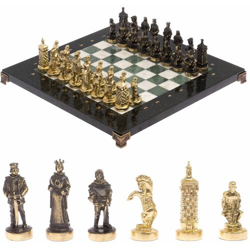 шахматы бронзовые европейские доска 32х32 см мрамор 125595 Шахматы бронзовые Европейские доска 32х32 см офиокальцит мрамор 125599