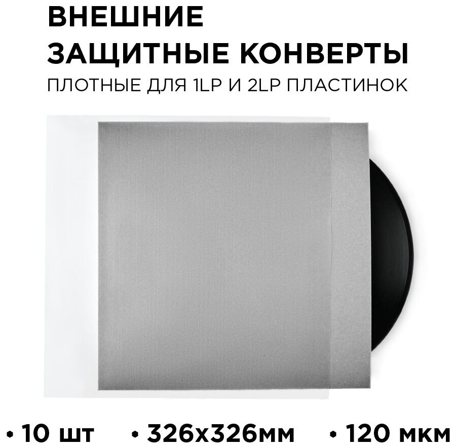 Внешний конверт для виниловых пластинок 326 мм 120 мкм. TORIAN - Strong sleeves. Lp Outer Sleeve. 10 шт.