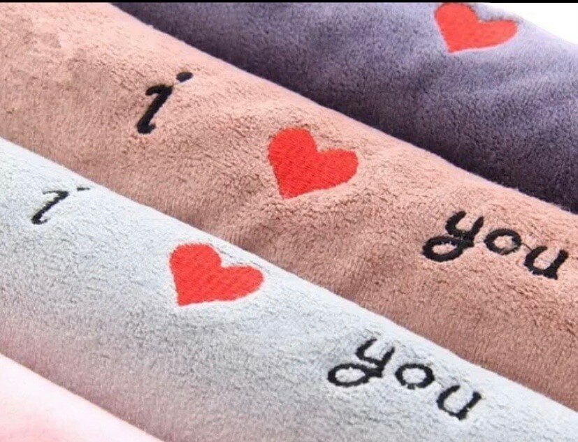 Набор кухонных полотенец из микрофибры, велюр, 5 шт. (35х75 см), с вышивкой "I love you" - фотография № 2