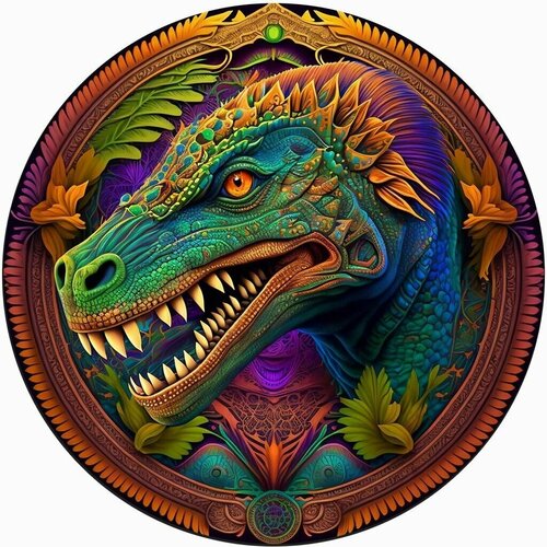 Деревянный пазл BoberBox Мандала Тираннозавр, 220 деталей