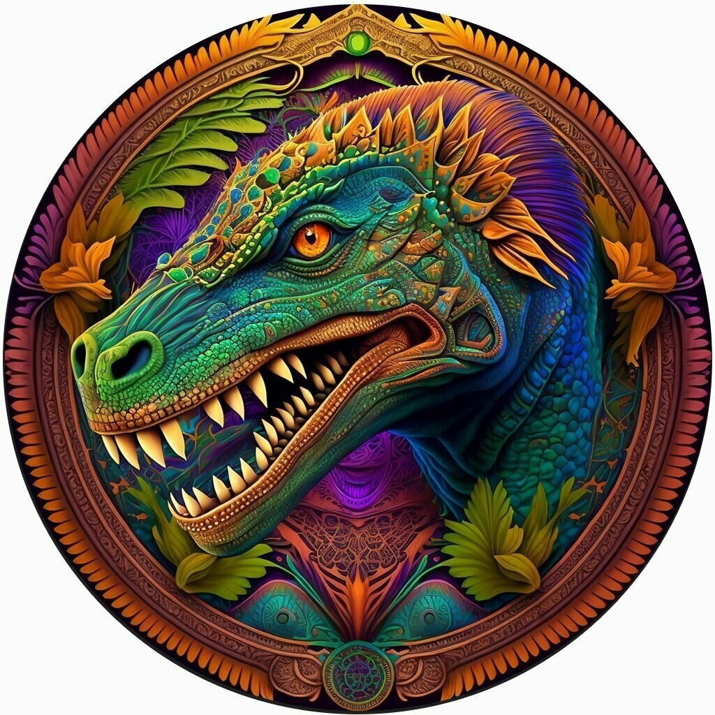 Деревянный пазл BoberBox "Мандала Тираннозавр", 220 деталей
