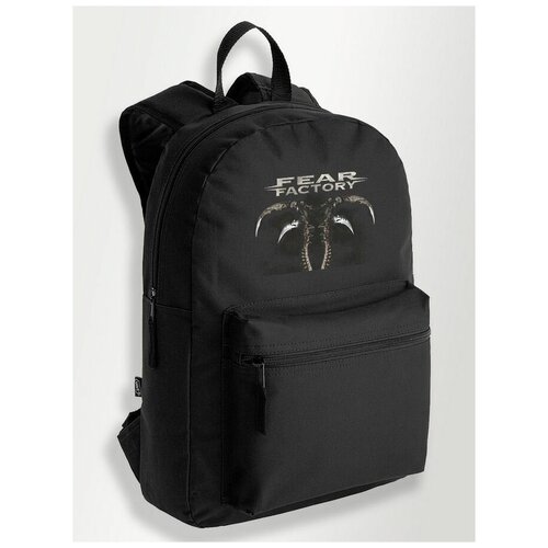 Черный школьный рюкзак с DTF печатью музыка фабрика страха Fear Factory, Дэткор, авангард - 118