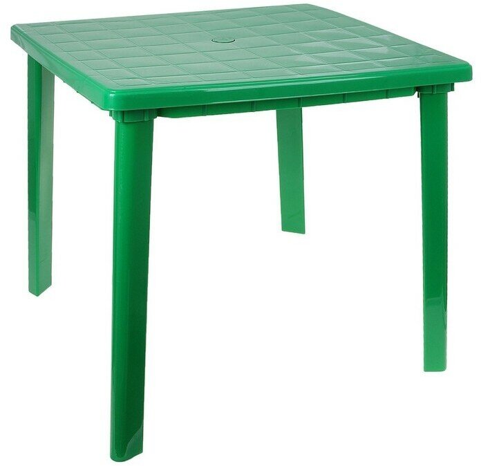 Стол квадратный, размер 80 х 80 х 74 см, цвет зелёный - фотография № 1