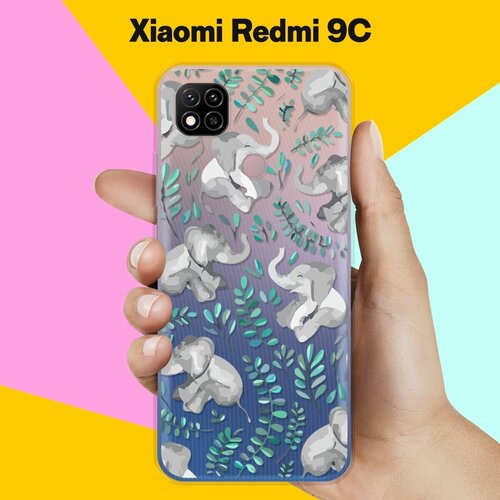 Силиконовый чехол Узор из слонов на Xiaomi Redmi 9C силиконовый чехол узор из слонов на honor 9c