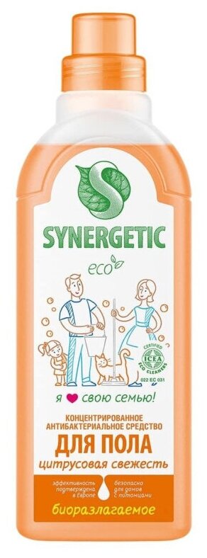 Средство для мытья полов Synergetic "Цитрусовая свежесть" биоразлагаемое 750 мл./В упаковке шт: 1