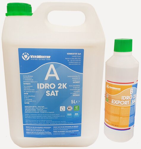 Изображение товара IDRO 2K Vermeister Полиуретановый лак (полуглянцевый) для паркета двухкомпонентный на водной основе