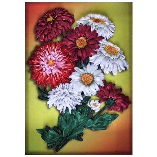 фото Набор астры вышивка лентами 18х26 каролинка кл(н)-4010