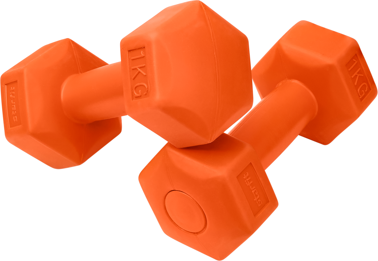 Гантель гексагональная Basefit Db-305 1 кг, пластиковый, оранжевый, пара