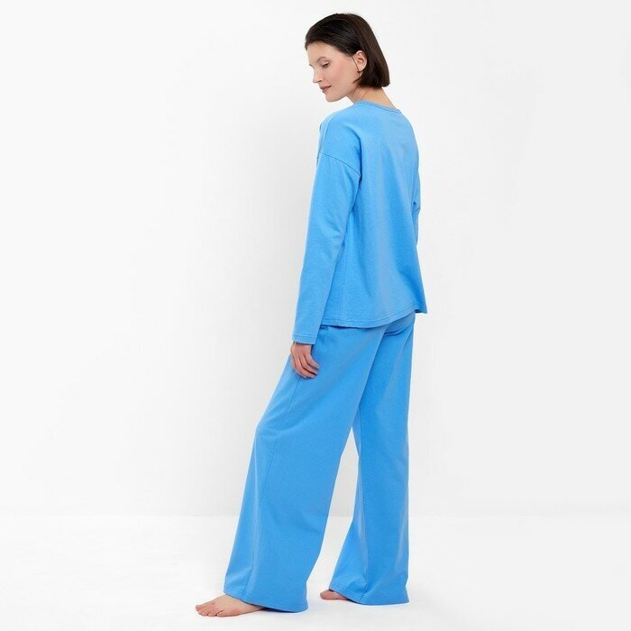 Пижама Minaku, брюки, длинный рукав, карманы, размер 52, голубой - фотография № 8