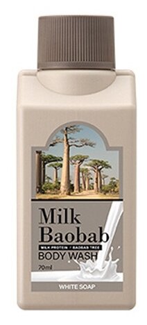 Гель для душа Milk baobab White soap, 70 мл, 70 г